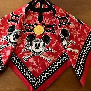 Walt Disney CRUISE LINE PIRATE NIGHT Mickey Mouse Red Bandana & Gold Foil Coin